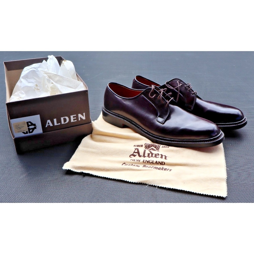Alden 990 Burgundy Shell Cordovan Plain Toe Derby Dress Shoes Men's Size 9.5 AA